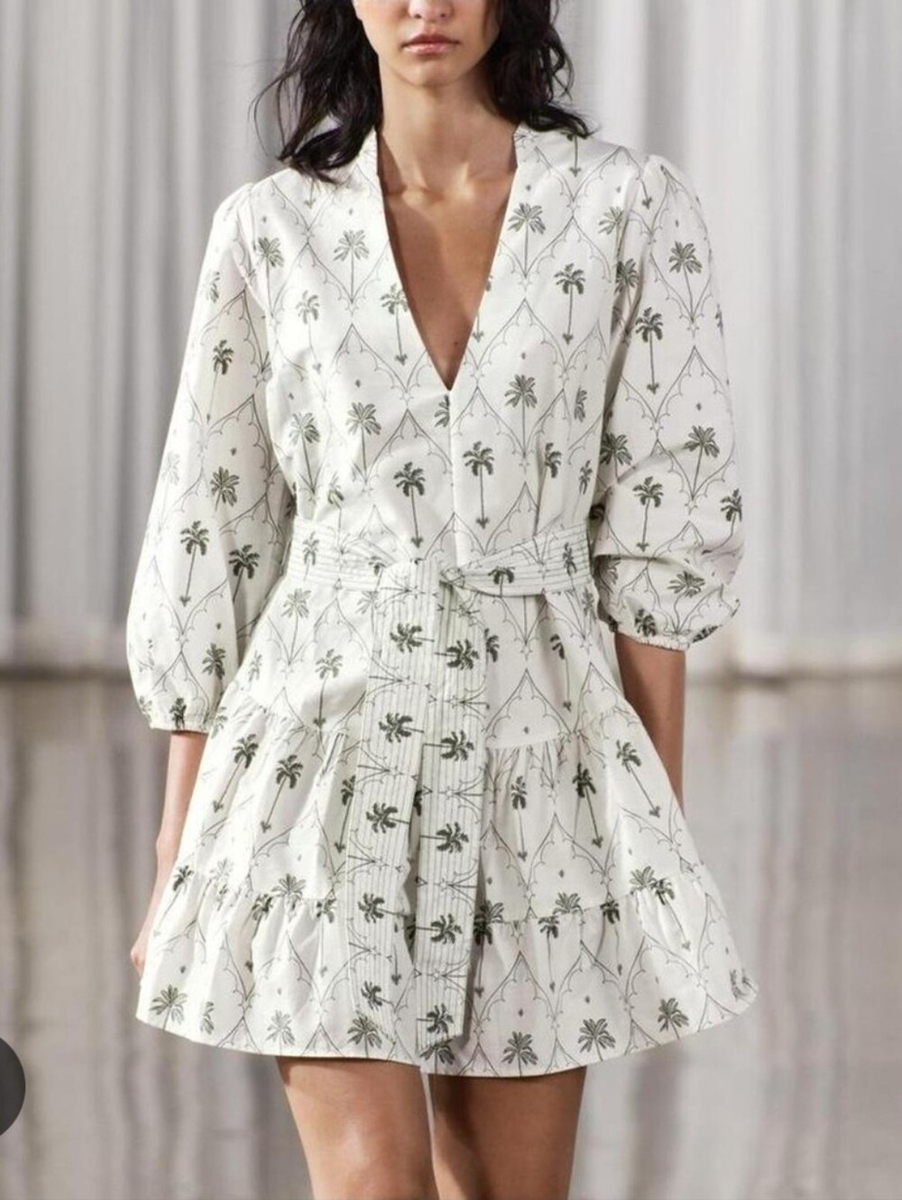 ZARA 100% Cotton ZW Collection Palm Print Dress - Size M